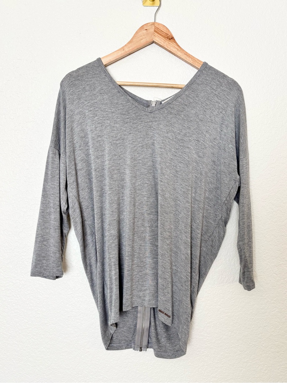 MICHAEL Michael Kors Gray Zip-Back Knit Top | Small